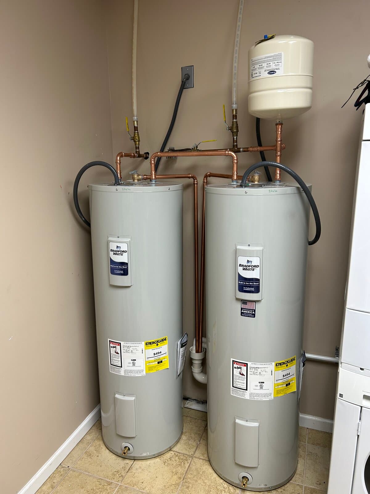 Twin water heater installation